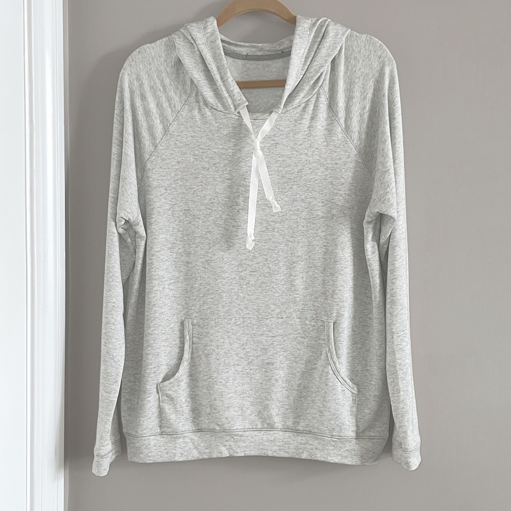 Ink Love & Peace Long Sleeve Heatherly Knit Sweatshirt Hoodie Light Grey Size M